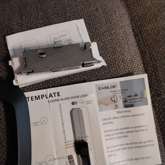 Easilok Sliding Glass Door Lock Set With Template & Screws Black - Picture 5 of 5